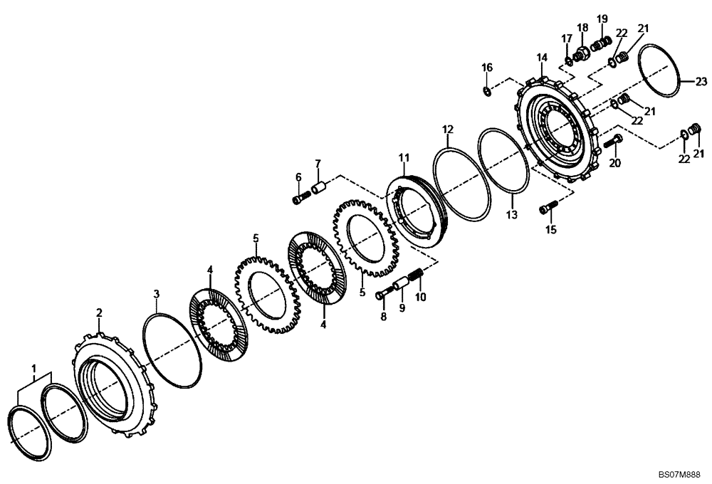 Схема запчастей Case 330B - (32A00000669[001]) - WET BRAKE ASSY, INTERMEDIATE AXLE, OPTIONAL (87682618) (11) - AXLES/WHEELS