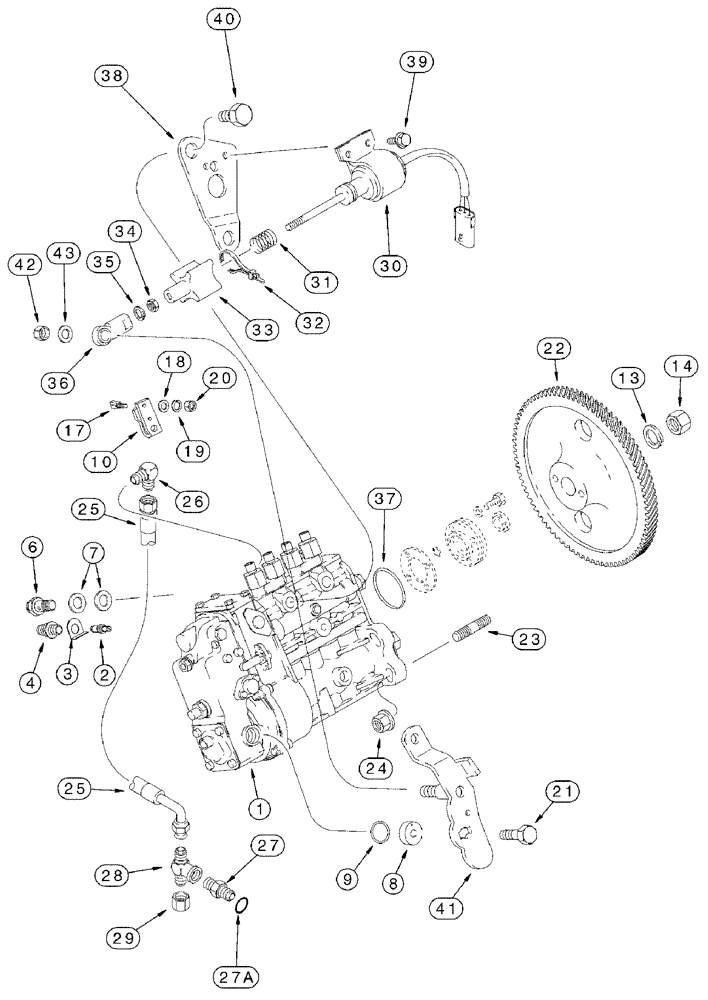 Схема запчастей Case 90XT - (03-11) - FUEL INJECTION PUMP AND DRIVE NORTH AMERICA JAF0245225 -, 4T-390 EMISSIONS CERTIFIED ENGINE (03) - FUEL SYSTEM