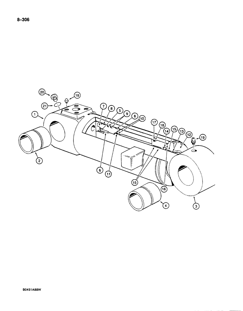 Схема запчастей Case 125B - (8-306) - TOOL CYLINDER - P7646716, IF USED, CYLINDERS WITH LETTER "A" OR "B" IDENTIFICATION (08) - HYDRAULICS