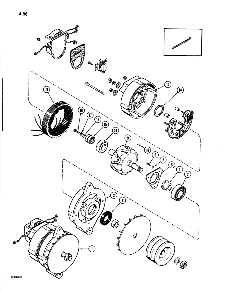 Схема запчастей Case 1080B - (4-086) - R36587 ALTERNATOR (04) - ELECTRICAL SYSTEMS