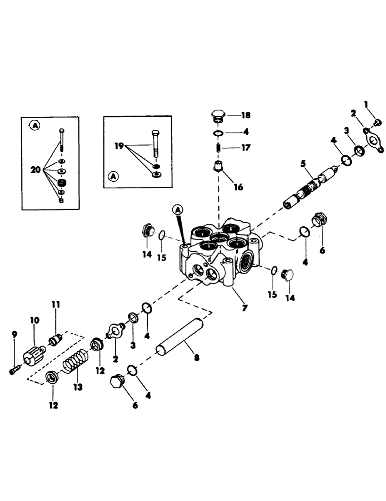 Схема запчастей Case 50 - (123) - 1-SPOOL MAIN CONTROL VALVE, (USED WITH LEVELER CIRCUIT) (35) - HYDRAULIC SYSTEMS