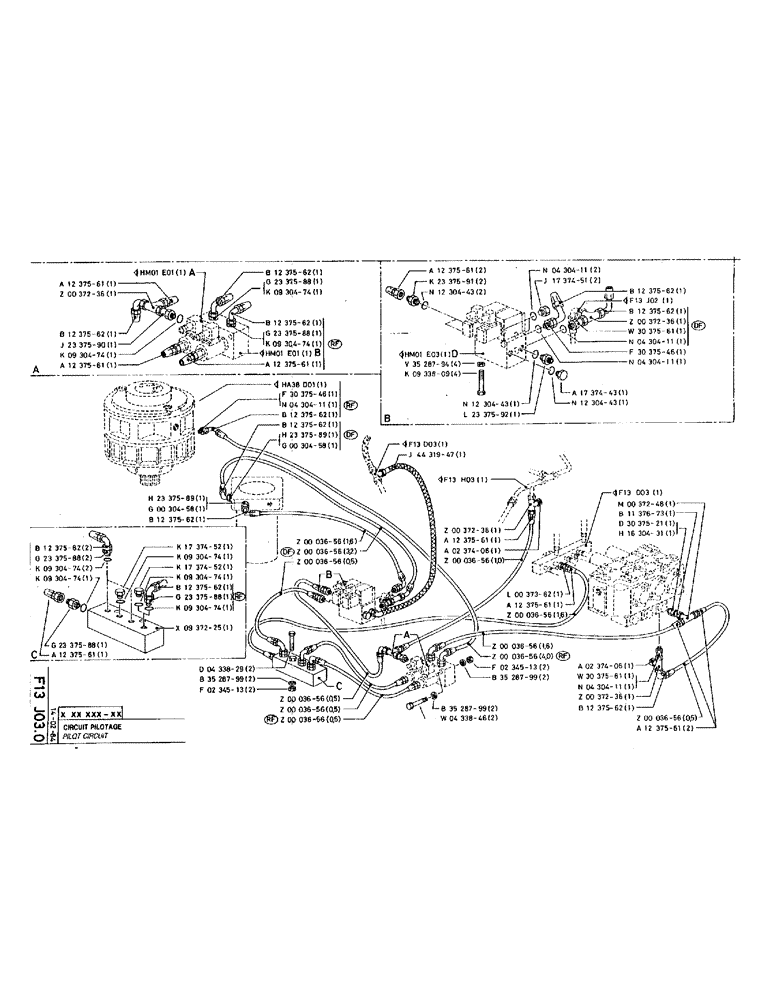 Схема запчастей Case 220 - (B-052) - PILOT CIRCUIT (07) - HYDRAULIC SYSTEM