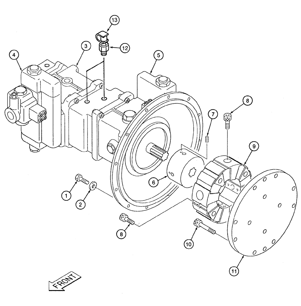 Схема запчастей Case 9020 - (8-004) - HYDRAULIC PUMP AND COUPLING (08) - HYDRAULICS