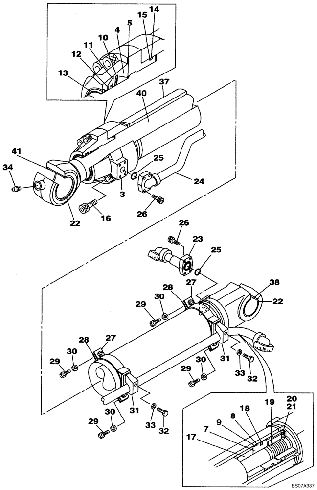 Схема запчастей Case CX460 - (08-98) - CYLINDER ASSY, BUCKET (08) - HYDRAULICS