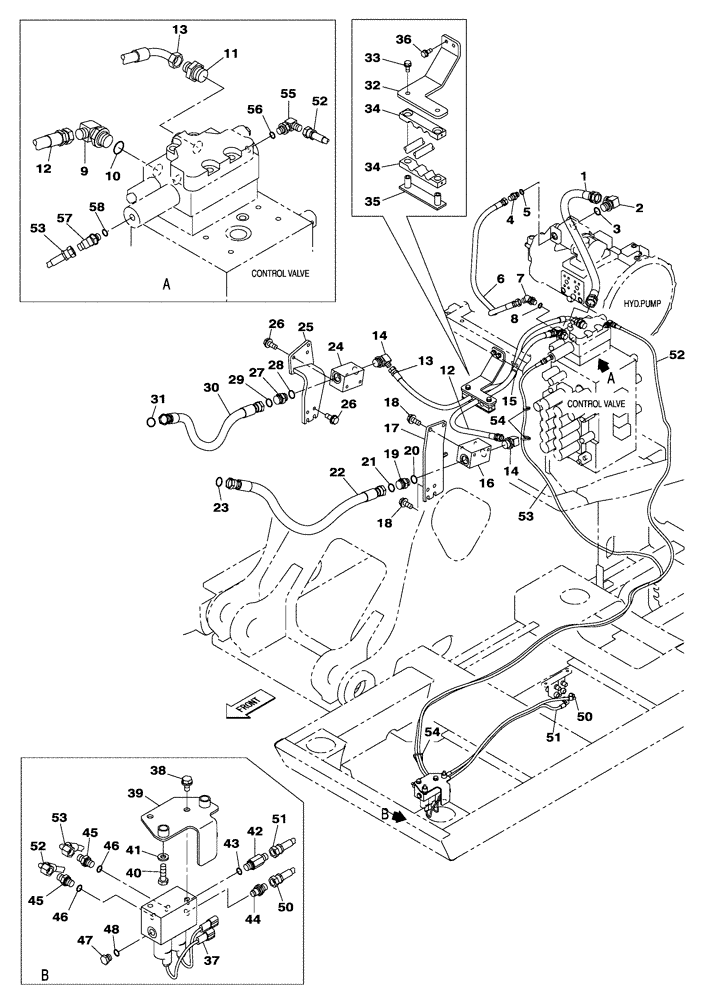 Схема запчастей Case CX250C - (08-034[01]) - HYDRAULIC CIRCUIT - SMALL FLOW - WITH VALVE, SOLENOID - CX250C LR (08) - HYDRAULICS