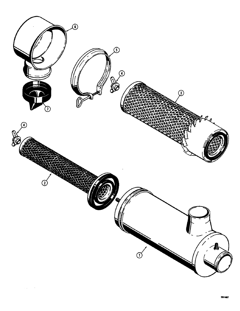 Схема запчастей Case 350B - (018) - AIR CLEANER ASSEMBLY (01) - ENGINE