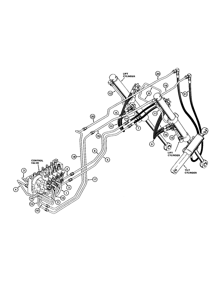 Схема запчастей Case 1550 - (1-20) - PICTORIAL INDEX, DOZER HYDRAULICS, POWER TILT DOZER MODELS (00) - PICTORIAL INDEX