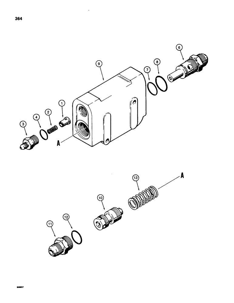 Схема запчастей Case 580SD - (364) - D89394 UNLOADING VALVE (08) - HYDRAULICS