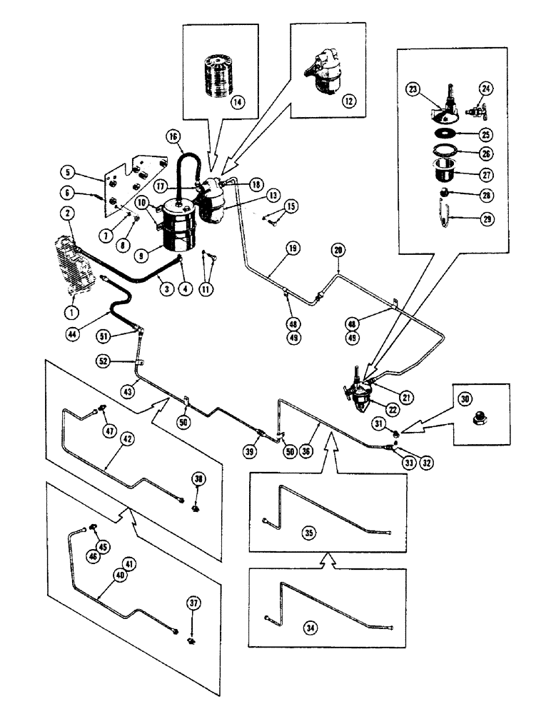 Схема запчастей Case 600 - (042) - ENGINE FUEL SYSTEM, FUEL LINES, FITTINGS, STRAINERS (02) - FUEL SYSTEM