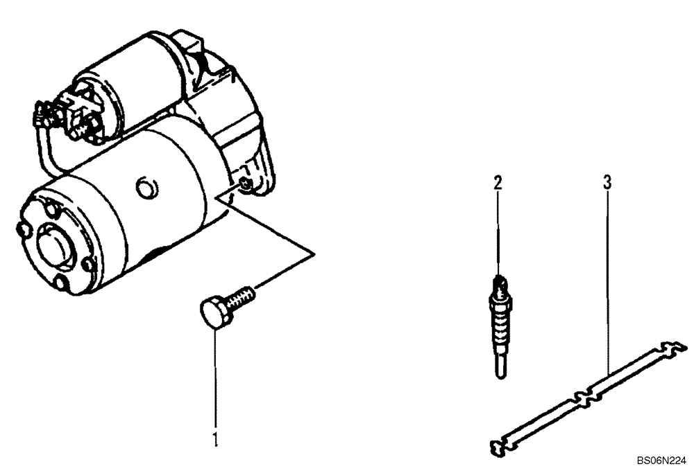 Схема запчастей Case CX17B - (09-026[00]) - STARTER MOUNTING & GLOW PLUG (55) - ELECTRICAL SYSTEMS