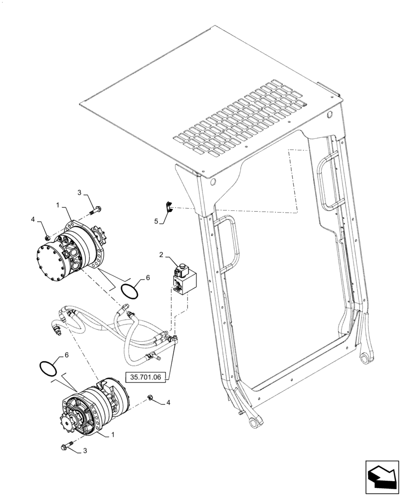 Схема запчастей Case SR175 - (35.353.AC[02]) - TRAVEL SPEED 1SPD (SR175,SV185) (35) - HYDRAULIC SYSTEMS