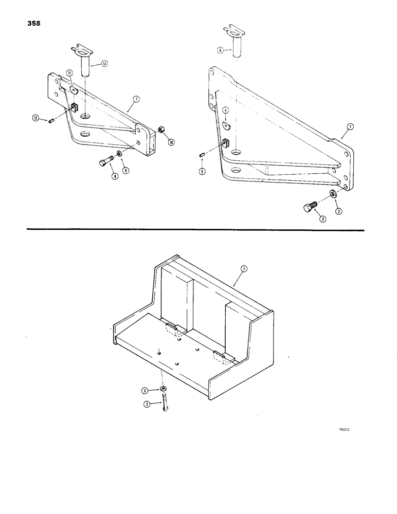 Схема запчастей Case 1450 - (358) - DRAWBARS, MODELS WITHOUT REAR MOUNTED EQUIPMENT (09) - CHASSIS/ATTACHMENTS