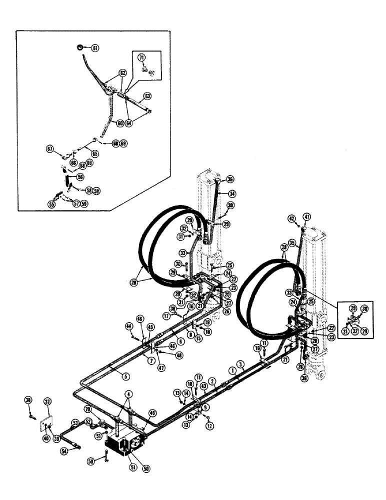 Схема запчастей Case 800 - (216) - HYDRAULIC INSTALLATION FOR MECHANICAL BULLDOZER OR ANGLEDOZER, DOZER HYD. SYSTEM (07) - HYDRAULIC SYSTEM