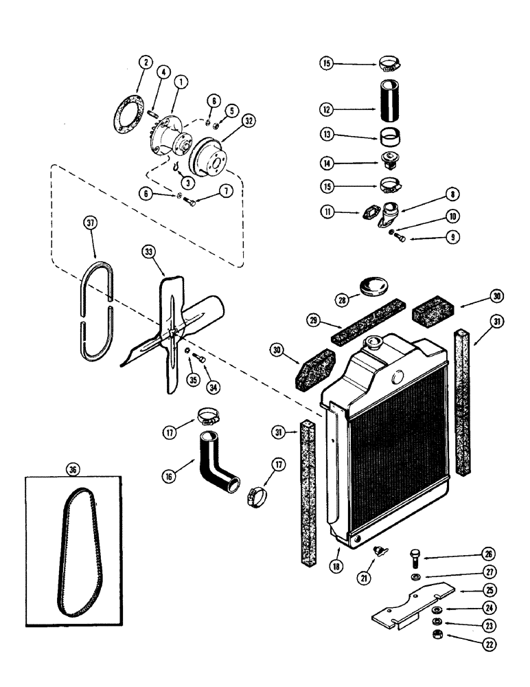 Схема запчастей Case 480CK - (032) - ENGINE COOLING SYSTEM, (148B) SPARK IGNITION ENGINE 