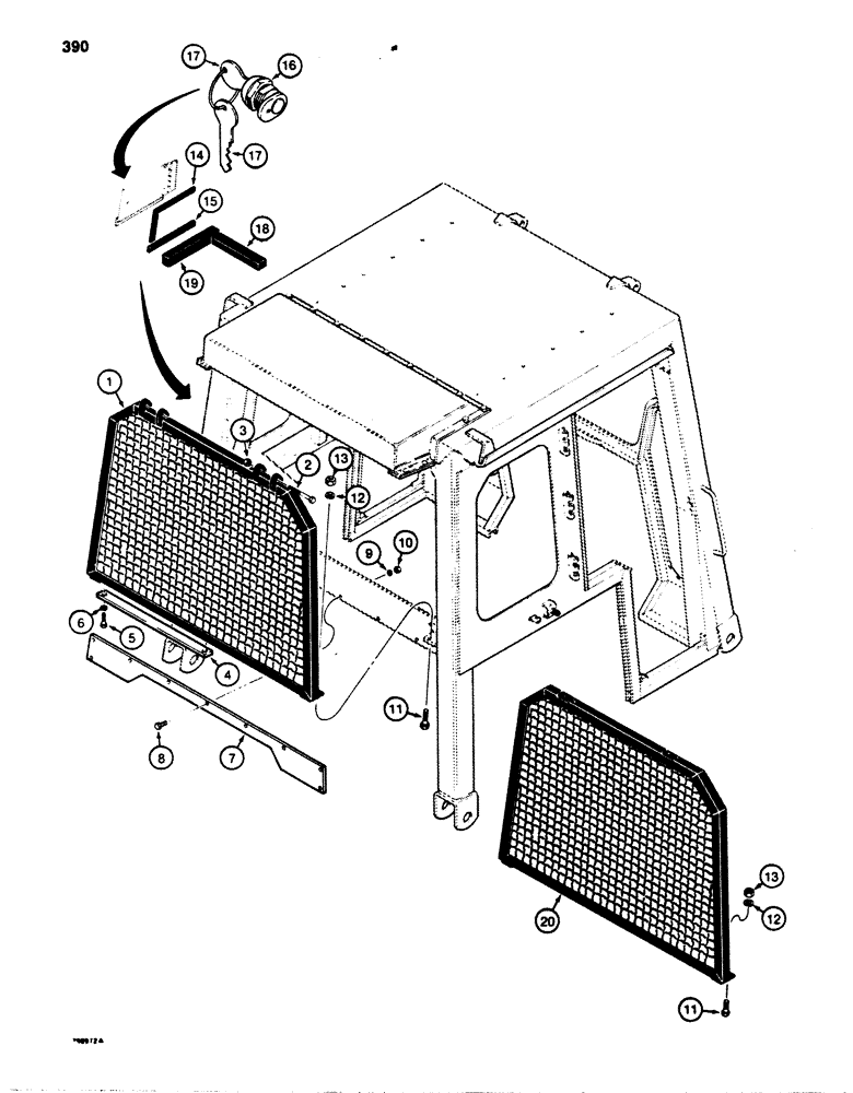 Схема запчастей Case 850B - (390) - CAB, REAR SCREEN AND FUEL ACCESS (05) - UPPERSTRUCTURE CHASSIS