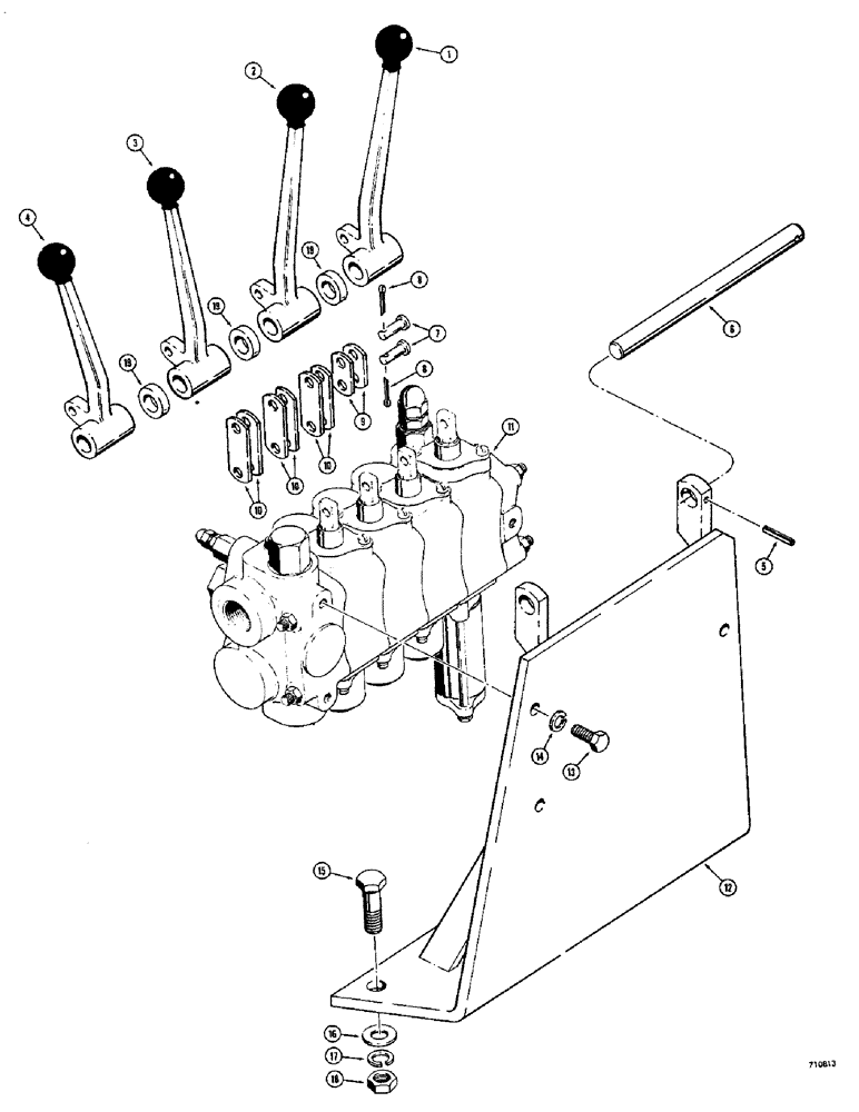 Схема запчастей Case 26 - (056) - 3 POINT HITCH CONTROL LEVERS, WITH SECTIONAL TYPE CONTROL VALVE 