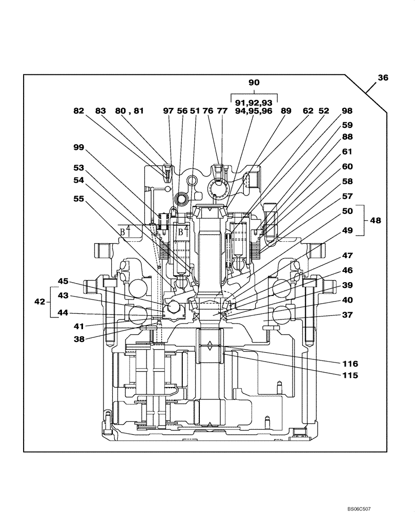 Схема запчастей Case CX350B - (06-02) - TRAVEL MOTOR (06) - POWER TRAIN