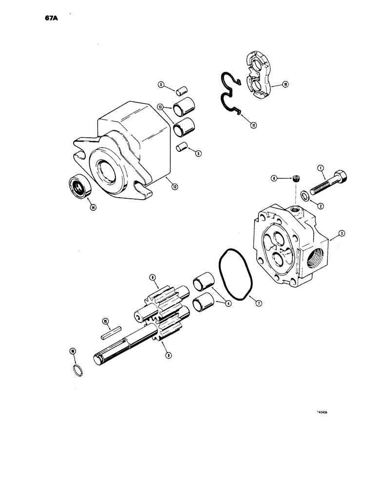 Схема запчастей Case 1816 - (67A) - D61866 HYDRAULIC EQUIPMENT PUMP, USED TRACTOR SERIAL NO. 9823688 AND AFTER (35) - HYDRAULIC SYSTEMS