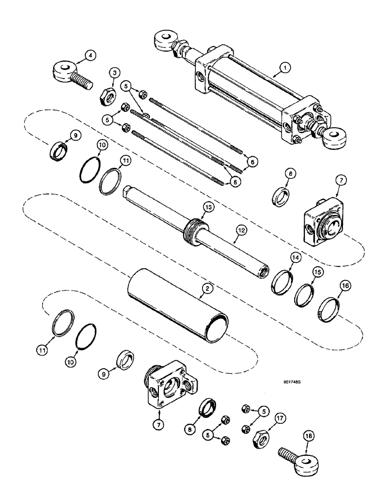 Схема запчастей Case 590SL - (5-12) - STEERING CYLINDER, TWO WHEEL DRIVE FRONT AXLE (05) - STEERING