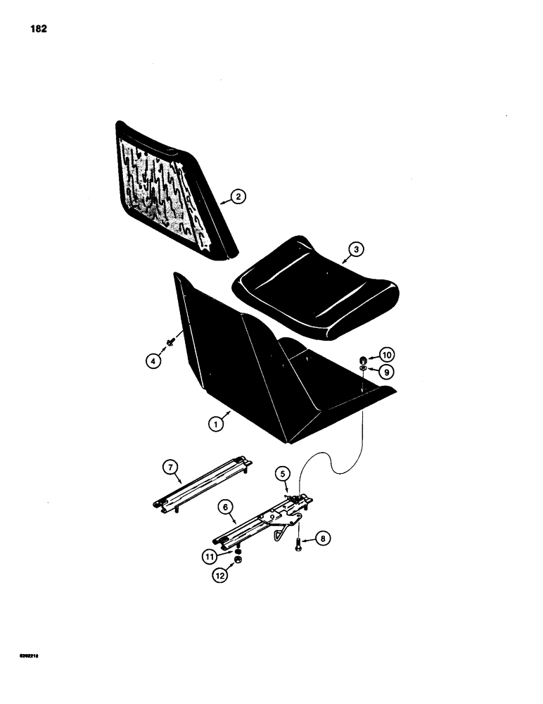 Схема запчастей Case 1835 - (182) - STANDARD OPERATORS SEAT (09) - CHASSIS/ATTACHMENTS