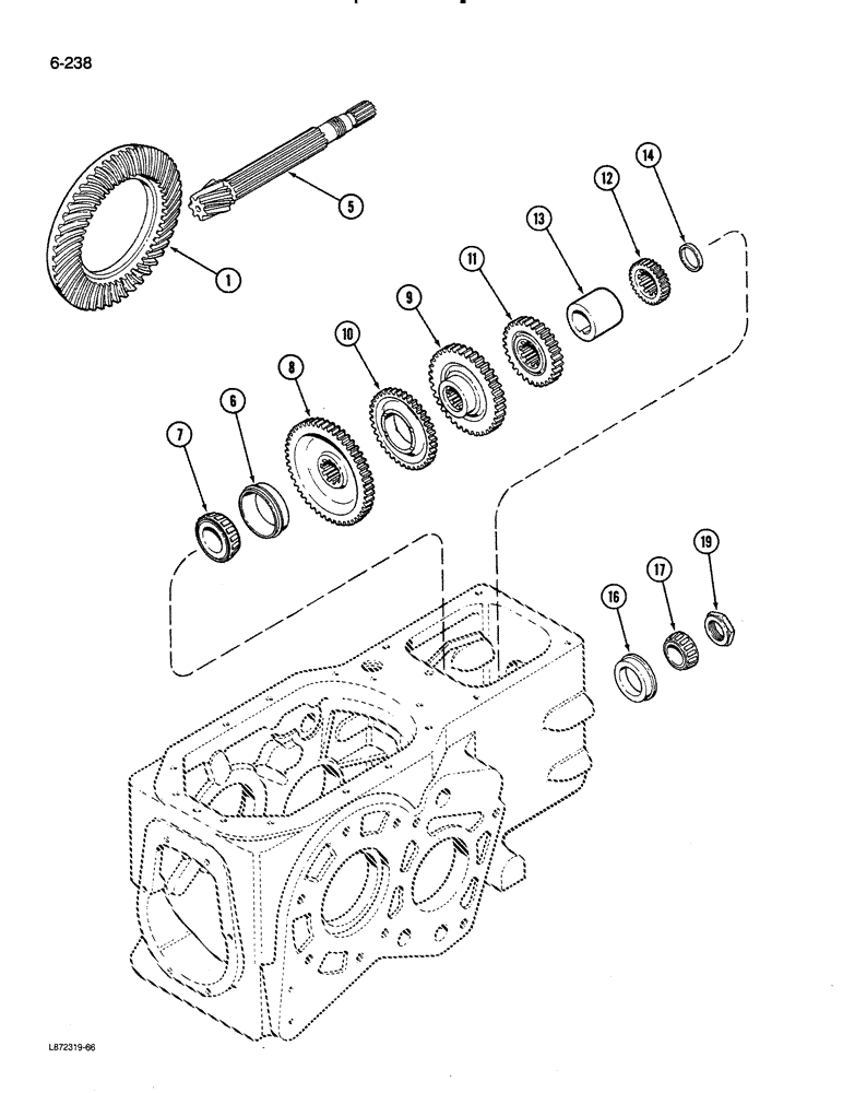 Схема запчастей Case 580K - (06-238) - TRANSAXLE COUNTERSHAFT, 2 AND 4 WHEEL DRIVE (06) - POWER TRAIN