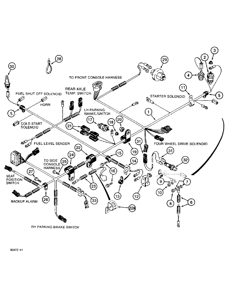 Схема запчастей Case 590SL - (4-10) - ENGINE WIRING HARNESS AND CONNECTIONS (04) - ELECTRICAL SYSTEMS