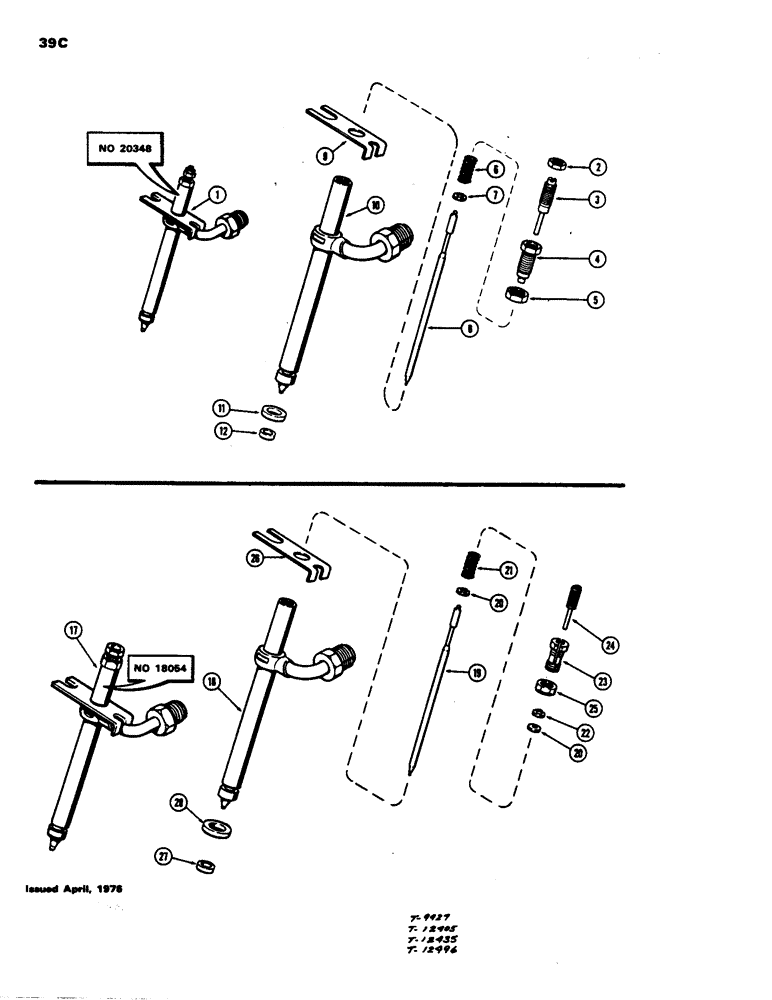 Схема запчастей Case 480B - (039C) - FUEL INJECTION NOZZLE, (188) DIESEL ENGINE, FIRST USED ENGINE SERIAL NUMBER 2717963 