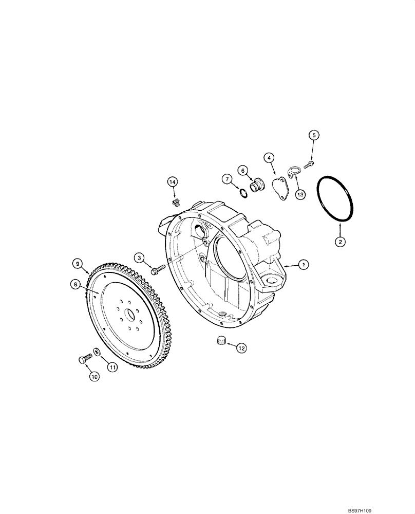 Схема запчастей Case 1840 - (02-30) - FLYWHEEL AND HOUSING, 4-390 EMISSIONS CERTIFIED ENGINE (02) - ENGINE