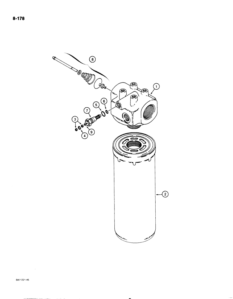 Схема запчастей Case 1825 - (8-178) - HYDRAULIC OIL FILTER (08) - HYDRAULICS