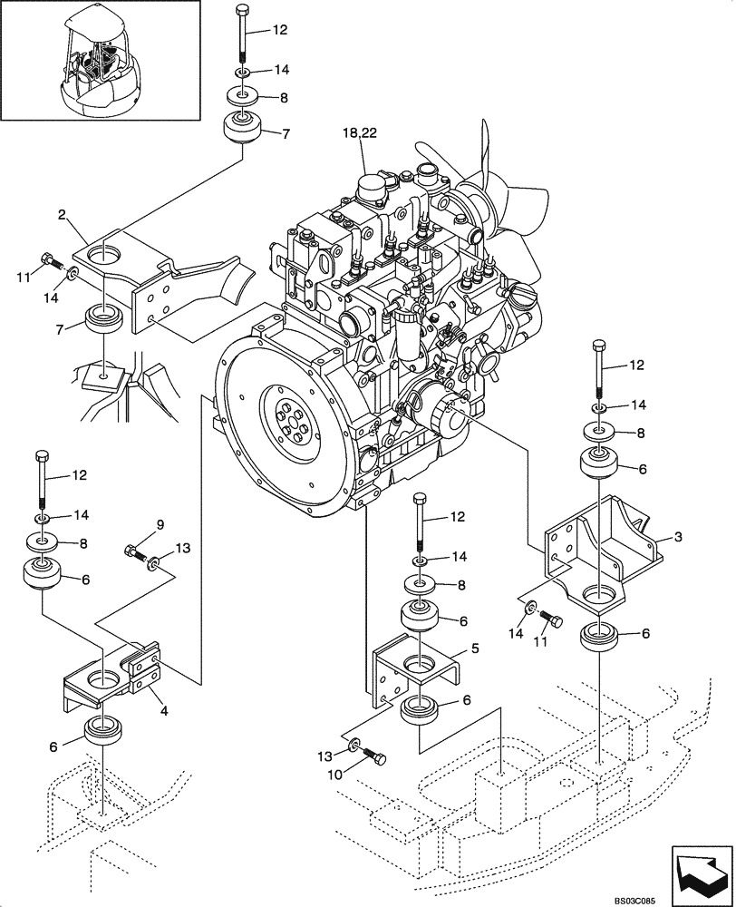 Схема запчастей Case CX36 - (02-01[00]) - ENGINE, MOUNTING (02) - ENGINE