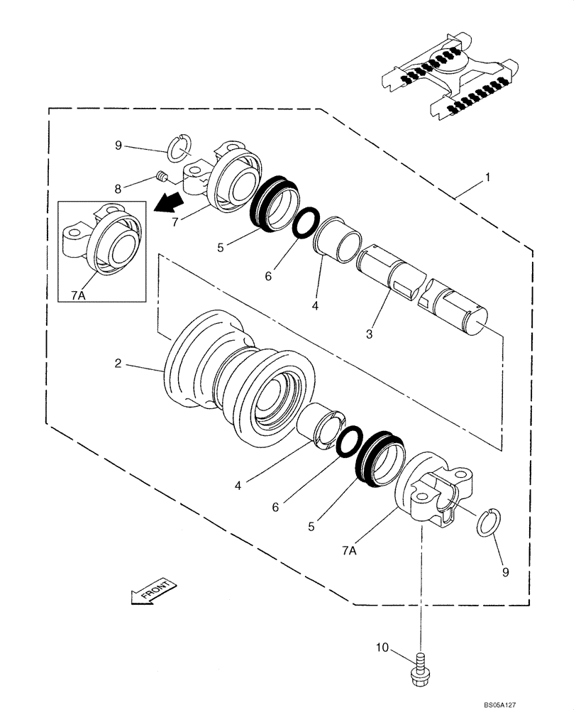 Схема запчастей Case CX225SR - (05-09) - TRACK - ROLLER, LOWER (05) - STEERING