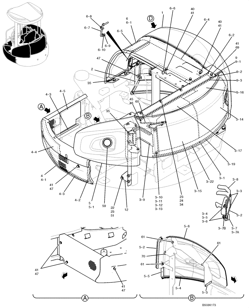 Схема запчастей Case CX50B - (01-067) - GUARD INSTALLATION (CANOPY) (PH21C00020F1) (05) - SUPERSTRUCTURE