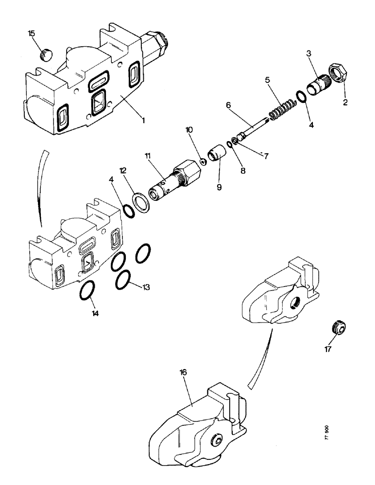 Схема запчастей Case 850 - (H14-1) - CONTROL VALVE INLET AND OUTLET SECTIONS (07) - HYDRAULIC SYSTEM