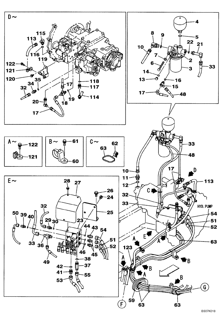 Схема запчастей Case CX130B - (08-23) - HYDRAULICS - PILOT PRESSURE, RETURN LINES (08) - HYDRAULICS