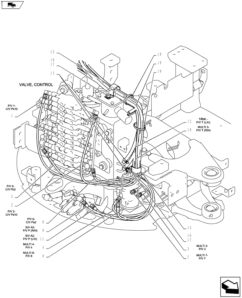 Схема запчастей Case CX27B ASN - (35.322.13) - CONTROL LINES, REMOTE BTW PV13-33453 - PV13-33807 (35) - HYDRAULIC SYSTEMS