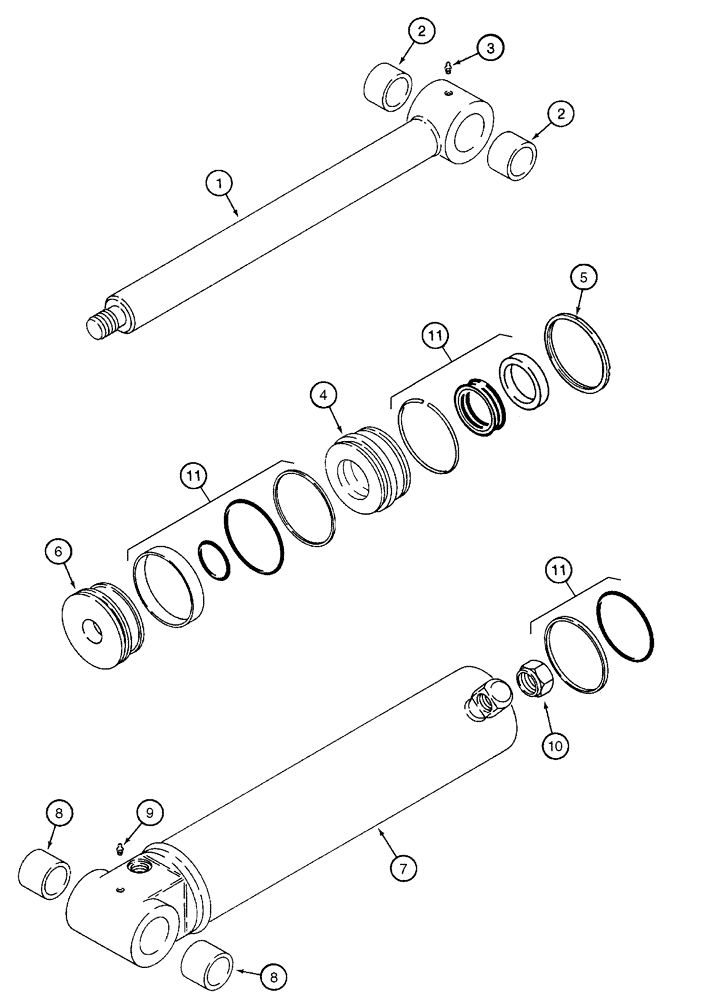 Схема запчастей Case 960 - (08-32) - CYLINDER ASSY BACKHOE DIPPER (08) - HYDRAULICS