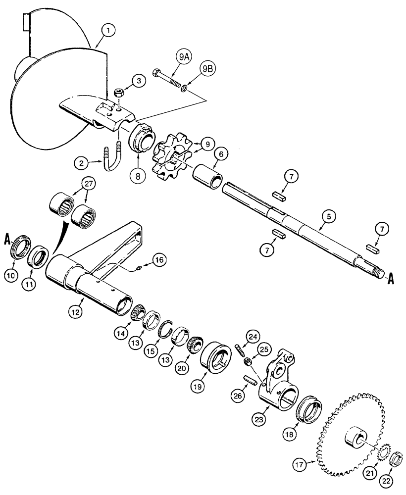 Схема запчастей Case TF300B - (09-09) - TRENCHER BOOM MOUNTING SHAFT (09) - CHASSIS/ATTACHMENTS