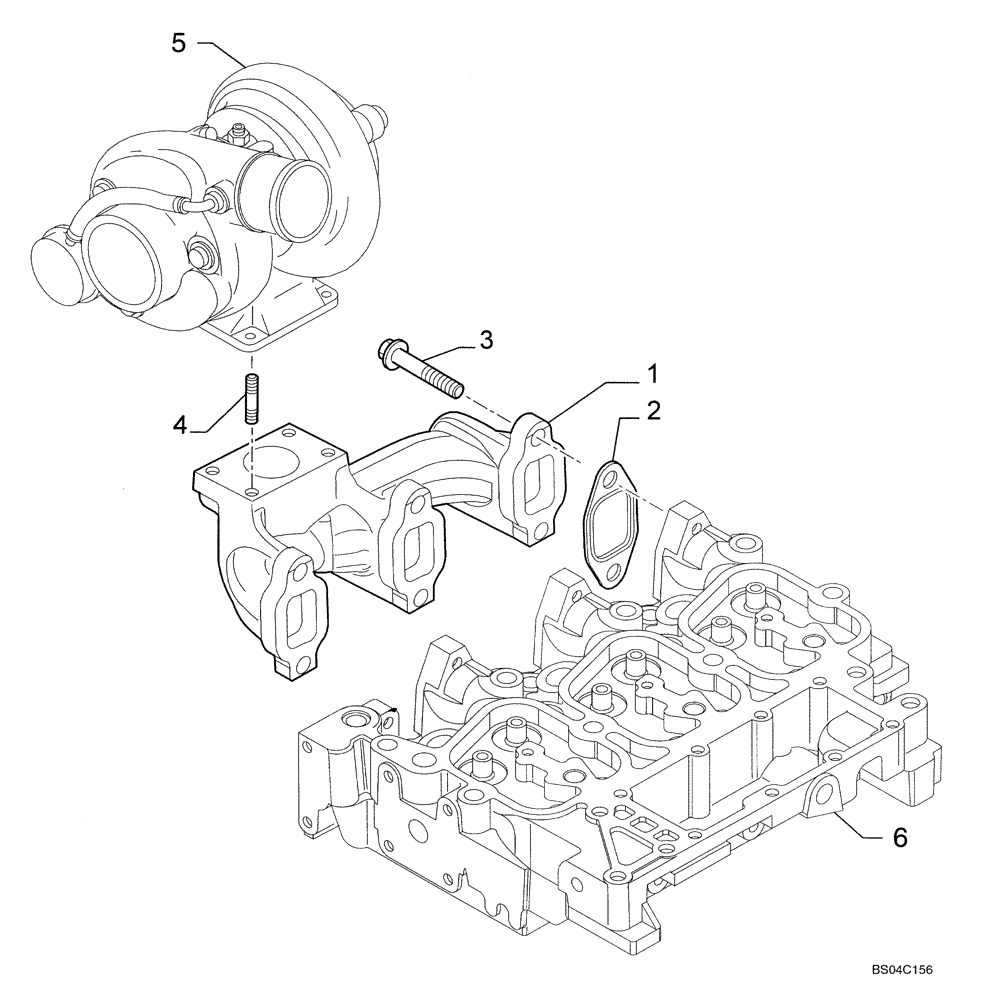 Схема запчастей Case 435 - (02-18) - EXHAUST MANIFOLD (02) - ENGINE