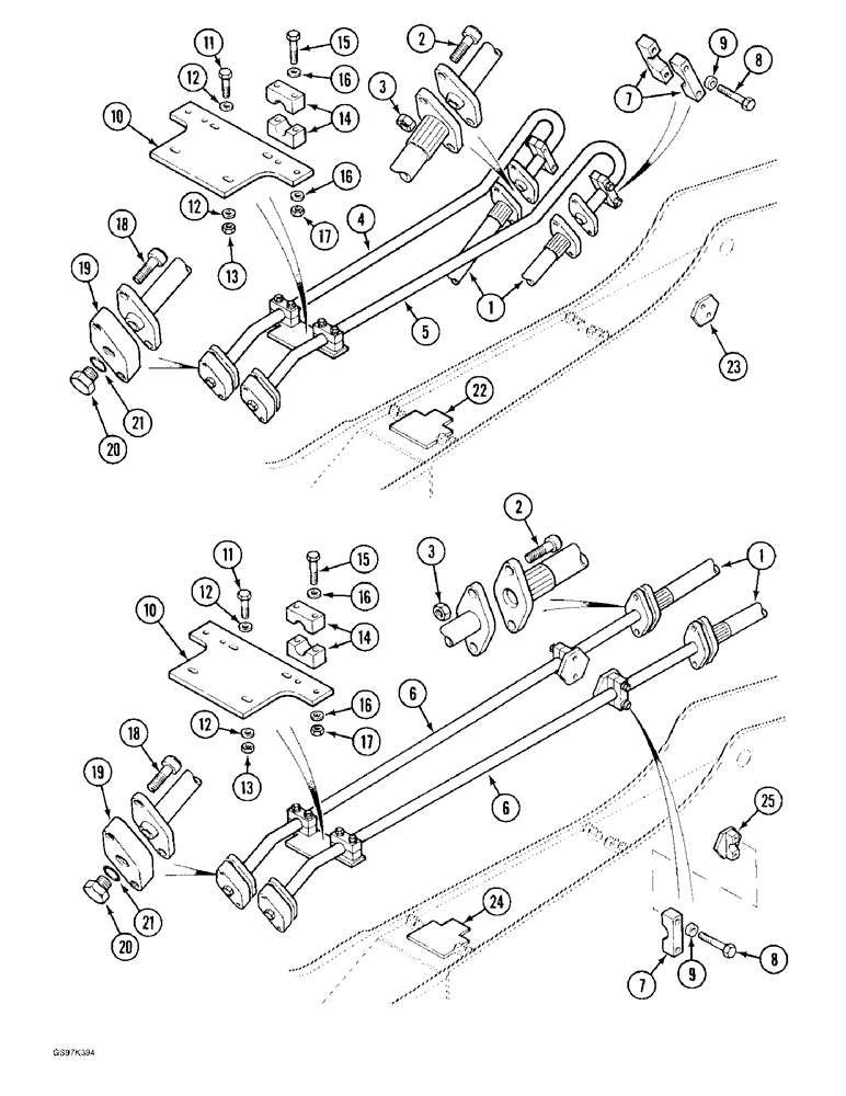 Схема запчастей Case 170C - (8-090) - HYDRAULIC CIRCUIT FOR OPTIONS, TUBES AT ARM (08) - HYDRAULICS