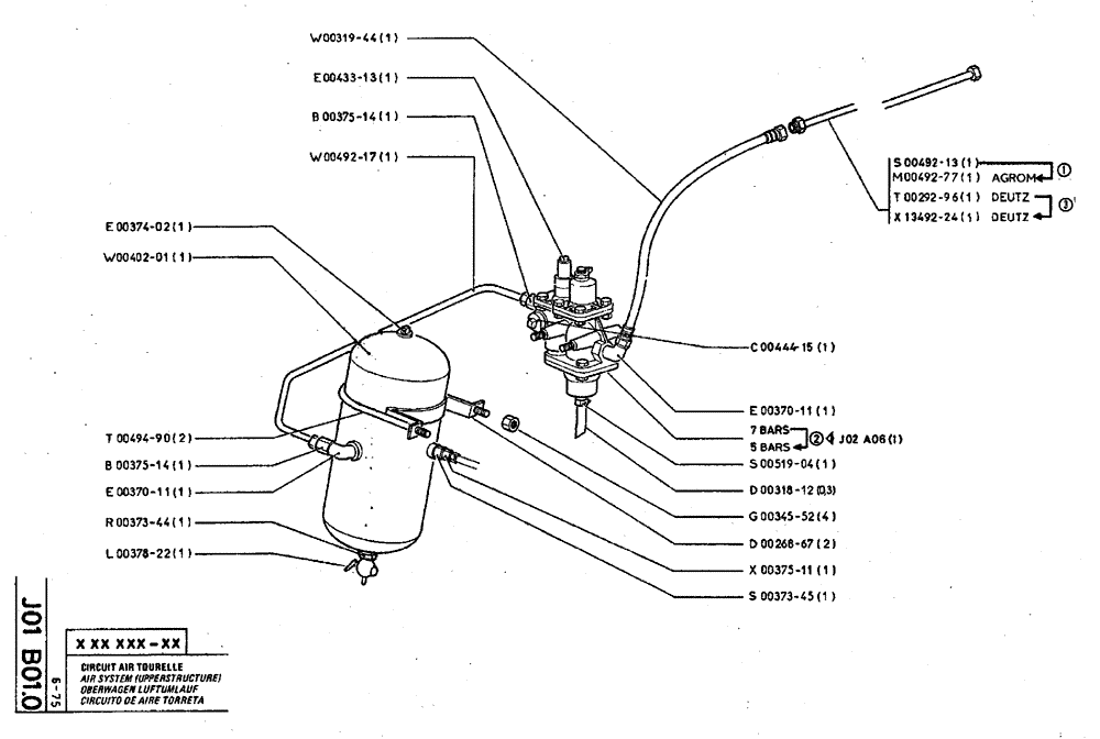 Схема запчастей Case TY45 - (J01 B01.0) - AIR SYSTEM - UPPERSTRUCTURE (05) - UPPERSTRUCTURE CHASSIS