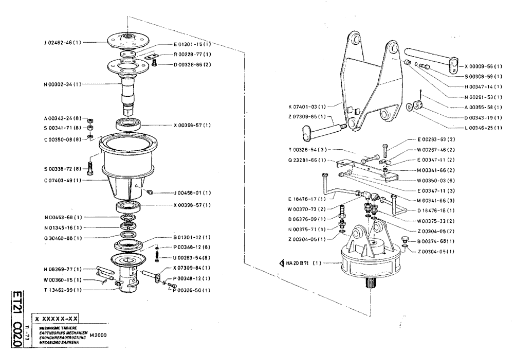 Схема запчастей Case TY45 - (ET21 C02.0) - EARTHBORING MECHANISM - M 2000 (18) - ATTACHMENT ACCESSORIES