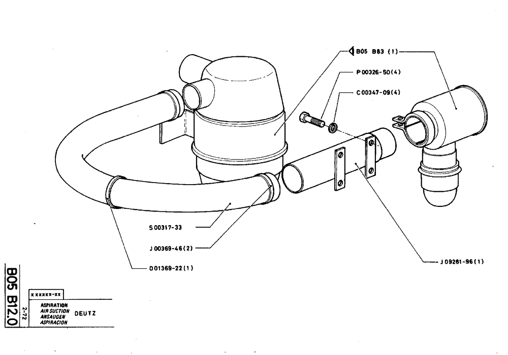 Схема запчастей Case TY45 - (B05 B12.0) - AIR SUCTION - DEUTZ (01) - ENGINE