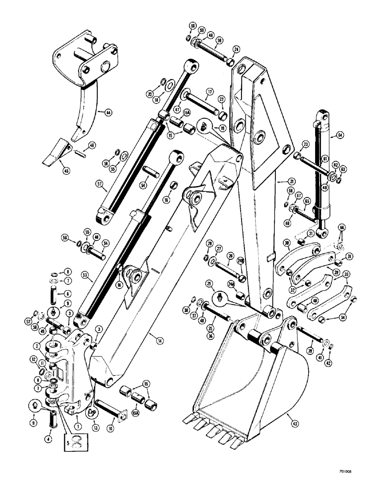 Схема запчастей Case 33 - (036) - TOWER, BOOM, DIPPER ARM AND BUCKET, BOOM AND DIPPER ARM, WITH FABRICATED CYLINDER ANCHORS 