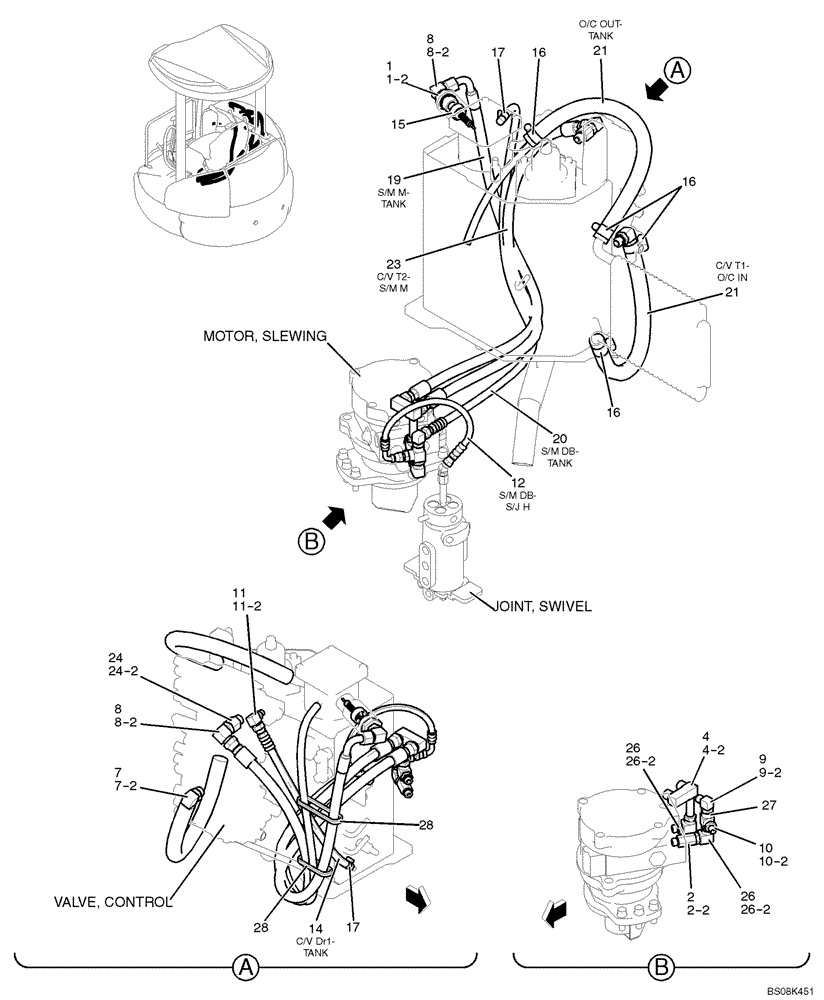 Схема запчастей Case CX27B BTW - (01-026) - HYDRAULIC LINES RETURN (PM32H00006F1) (35) - HYDRAULIC SYSTEMS