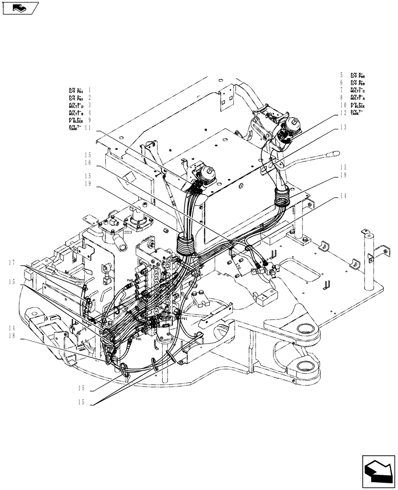 Схема запчастей Case CX55BMSR - (01-034[01]) - CONTROL LINES, REMOTE (35) - HYDRAULIC SYSTEMS