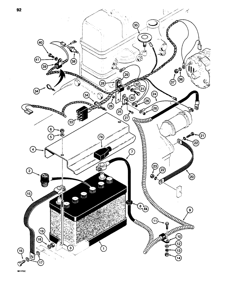 Схема запчастей Case 480LL - (092) - BATTERY AND ENGINE ELECTRICAL CIRCUIT, 480LL MODELS ONLY (55) - ELECTRICAL SYSTEMS