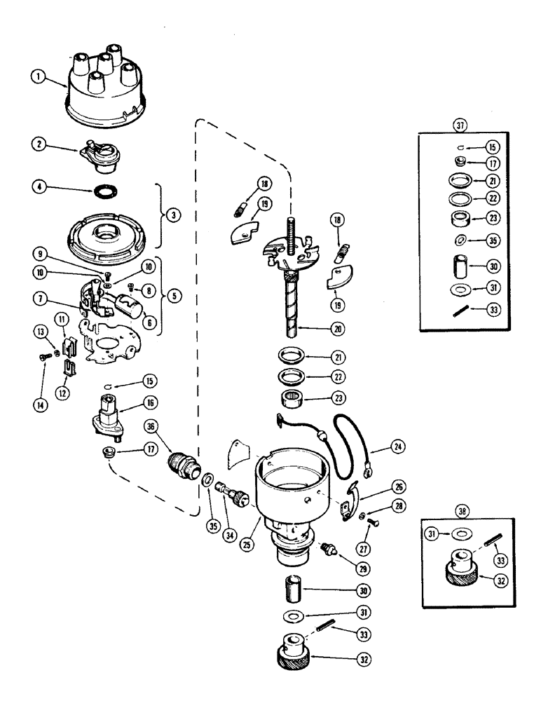 Схема запчастей Case 500 - (074) - A18461 DISTRIBUTOR, (188) SPARK IGNITION ENGINE, USED WITH ALTERNATOR ELECTRICAL SYSTEM (06) - ELECTRICAL SYSTEMS