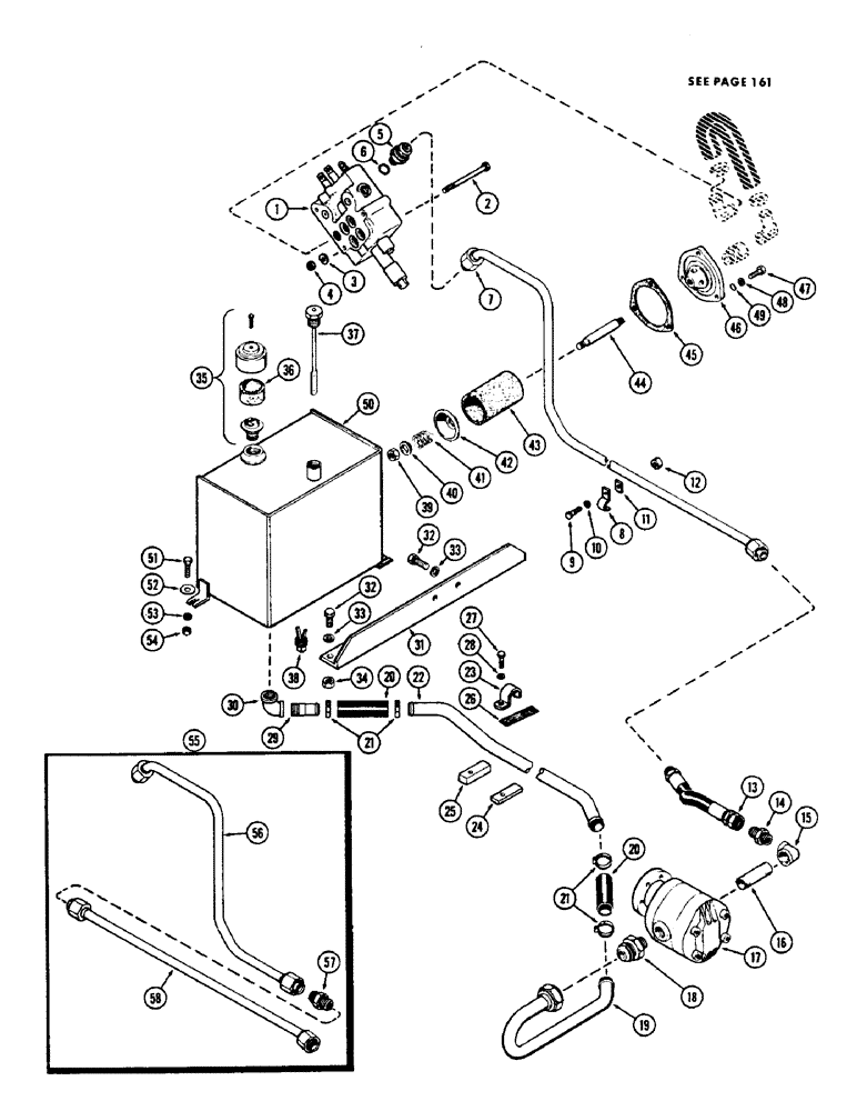 Схема запчастей Case W5A - (158) - HYDRAULIC RESERVOIR CIRCUIT (08) - HYDRAULICS