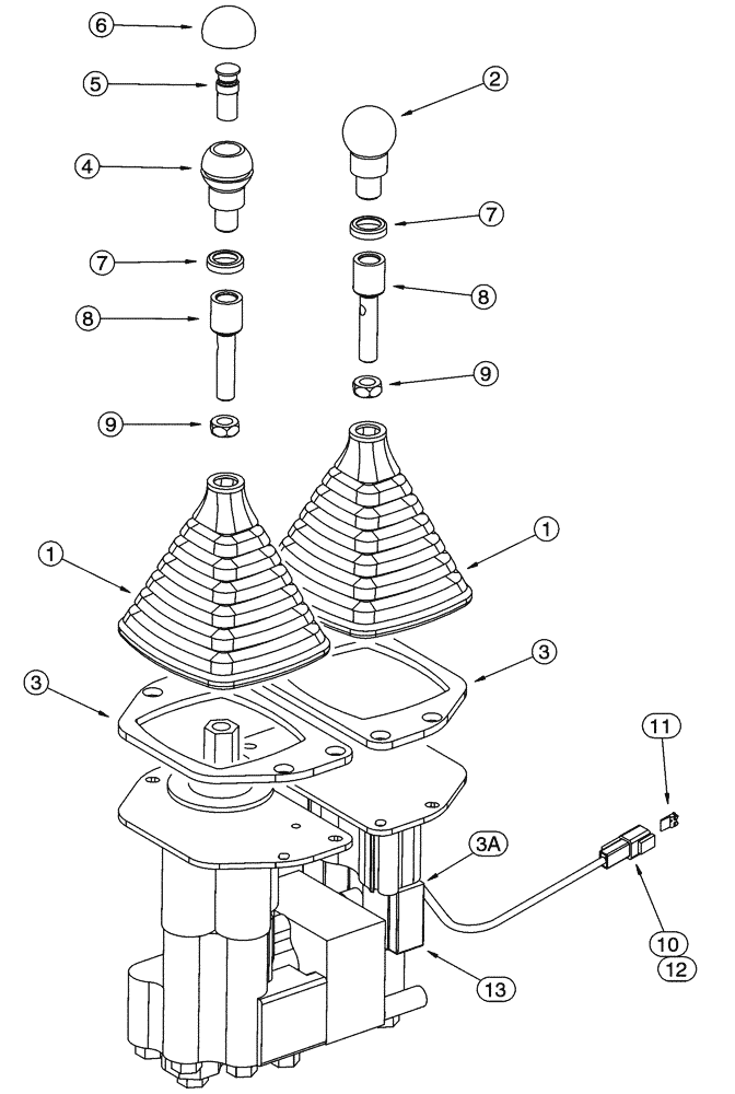 Схема запчастей Case 621C - (08-051) - VALVE ASSY - REMOTE CONTROL, DUAL LEVER, DUAL LEVER W/THREE SPOOL VALVE, NORTH AMERICA AND EUROPE (08) - HYDRAULICS