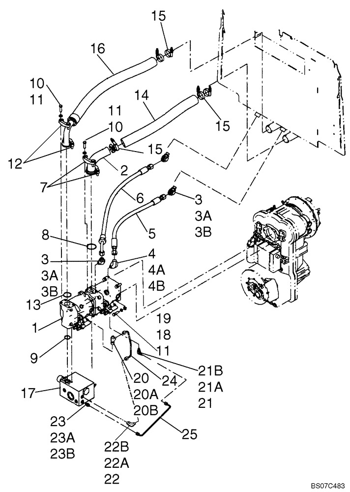 Схема запчастей Case 721E - (08-04) - HYDRAULICS - COOLING FRAME TO PUMP/PRIORITY VALVE (08) - HYDRAULICS